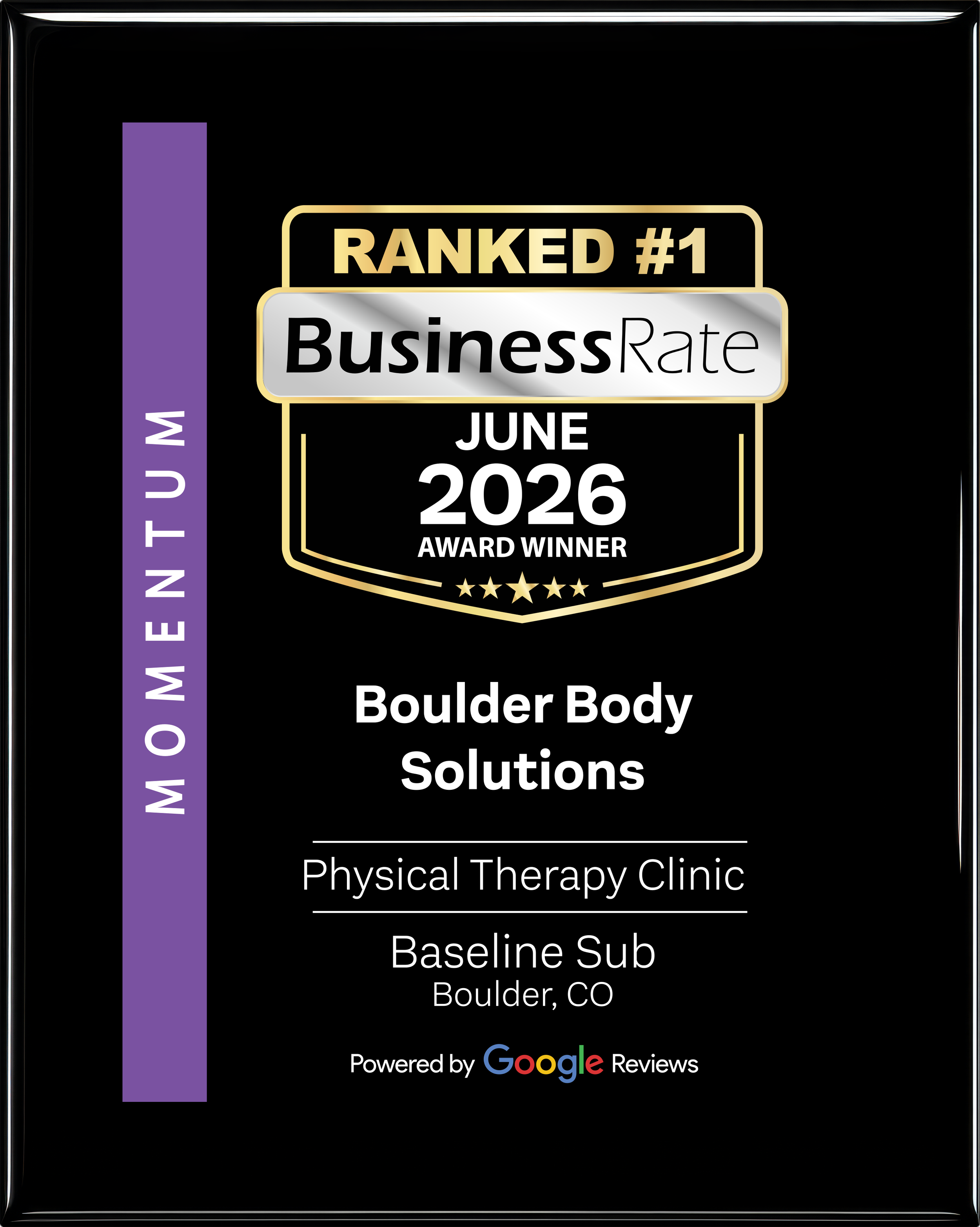Award for best physical therapy clinic in boulder, baseline sub 2026