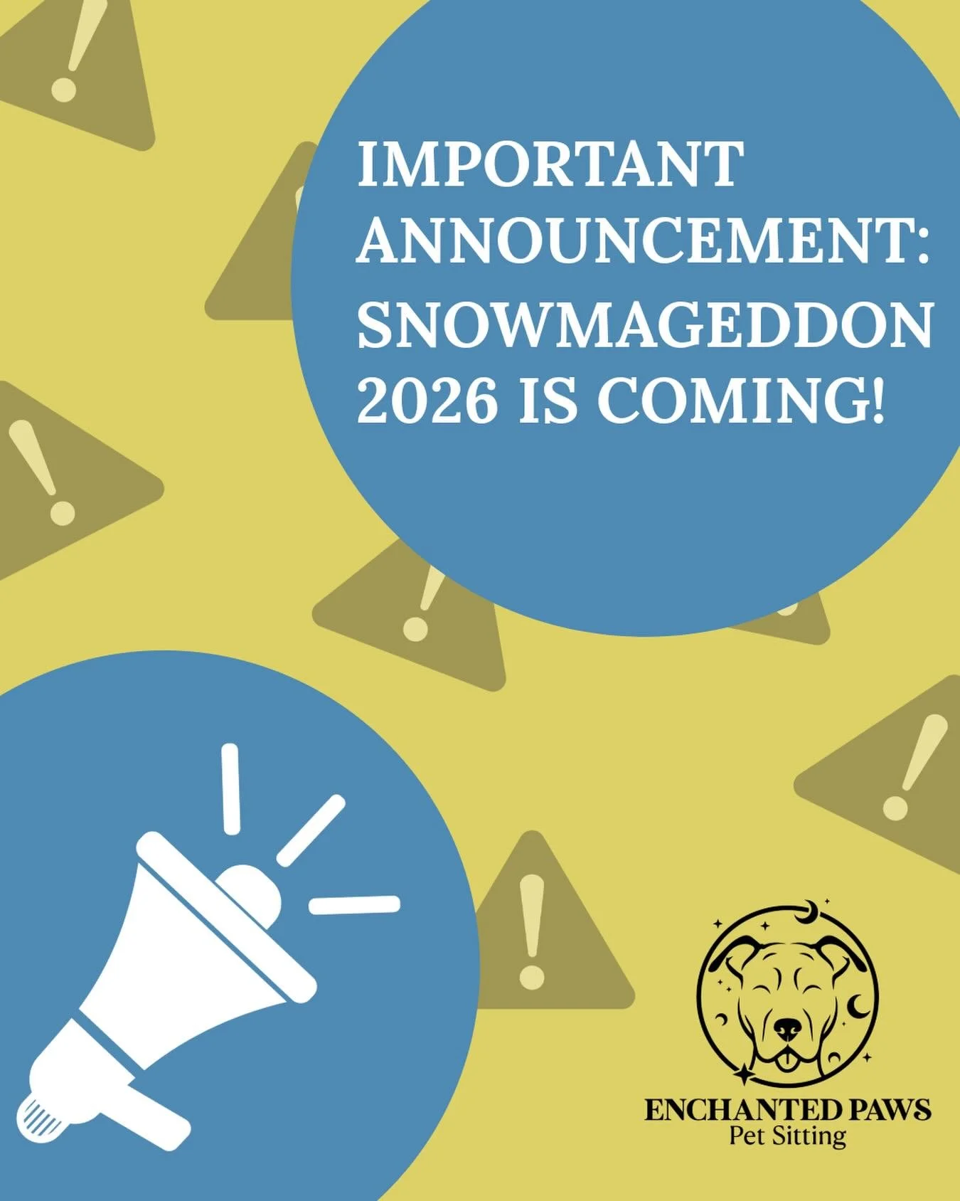 🚨The snow is coming!!!🚨

If you know you&rsquo;re going to get stuck at work, give us a call ASAP!

We&rsquo;re ready to help you make sure your pets are taken care of.

#snowmageddon2026 #snow #petsittingmemphis #petsofmemphis