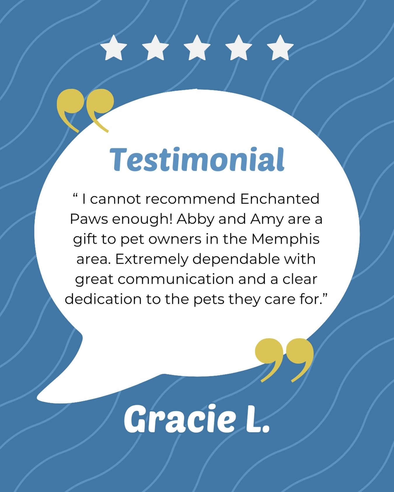 Thank you so much for this incredible review Gracie! 

We really do care so much for all the pets we take care of 😍

Worked with us before? We&rsquo;d love to know how we did! Leave us a review on Google!

#petsittingbusiness #petsittingmemphis #rev