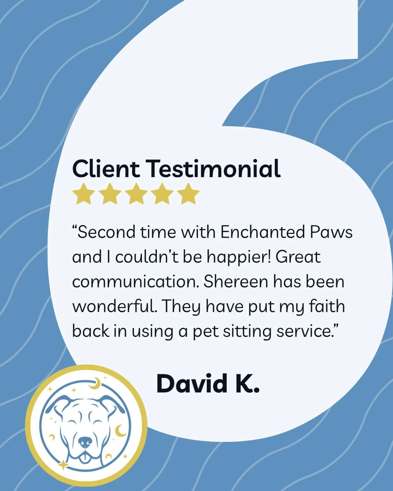 We love being able to restore hope in pet care! 

It can be difficult to find someone trustworthy enough to be in your home, taking care of your family. Here at Enchanted Paws we make sure to follow all directions and care for your pets like they are