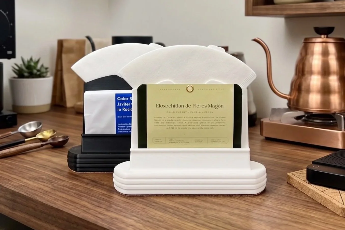 V60 Filter Holder & Coffee Bag Display