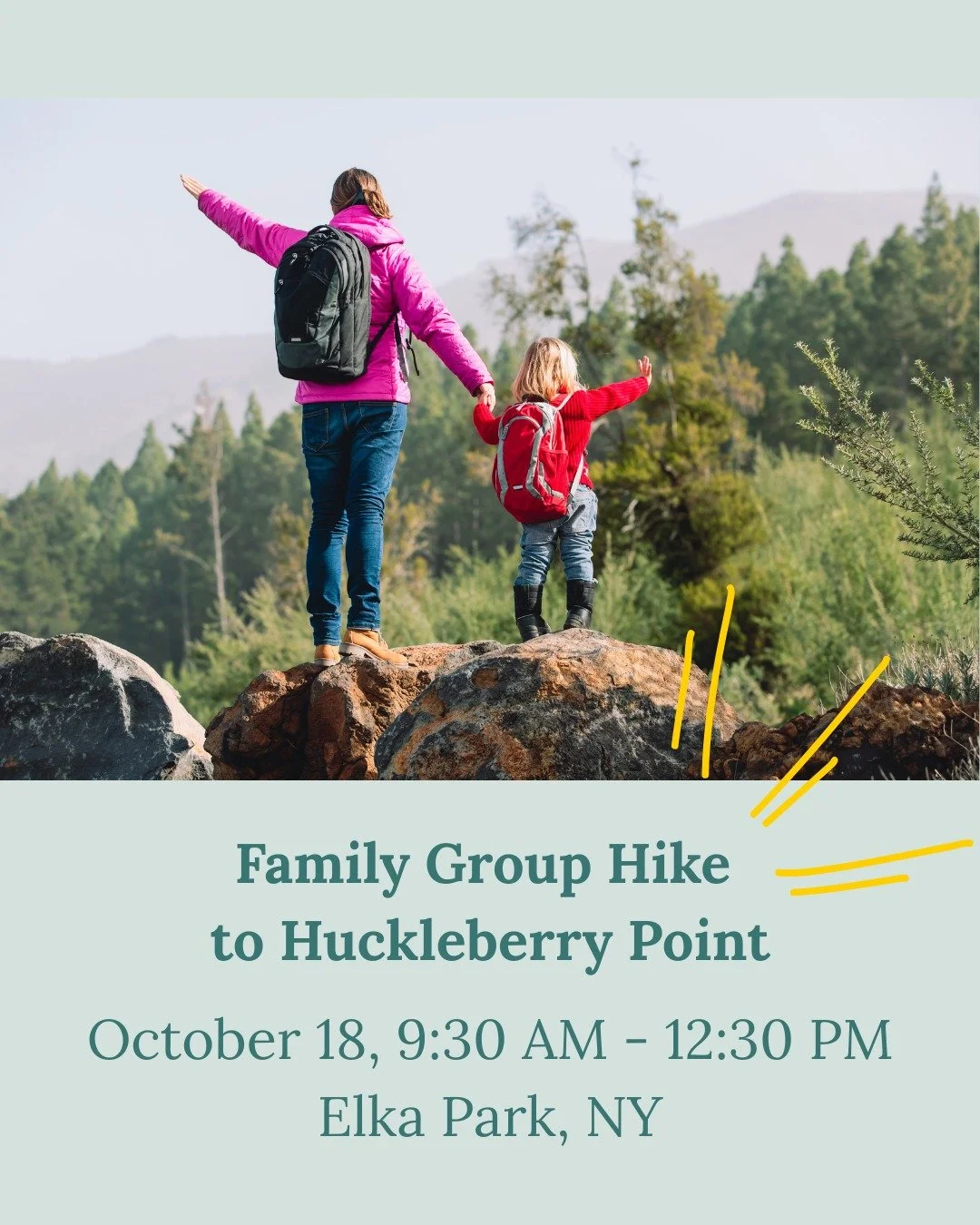 Our last family group hike was such a blast. Join us Oct 18 for a beautiful hike to one of our favorite lookouts, Huckleberry Point! You bring the kiddos, we power the adventure with lots of snacks, games, stories, and more. No kid carrying equipment