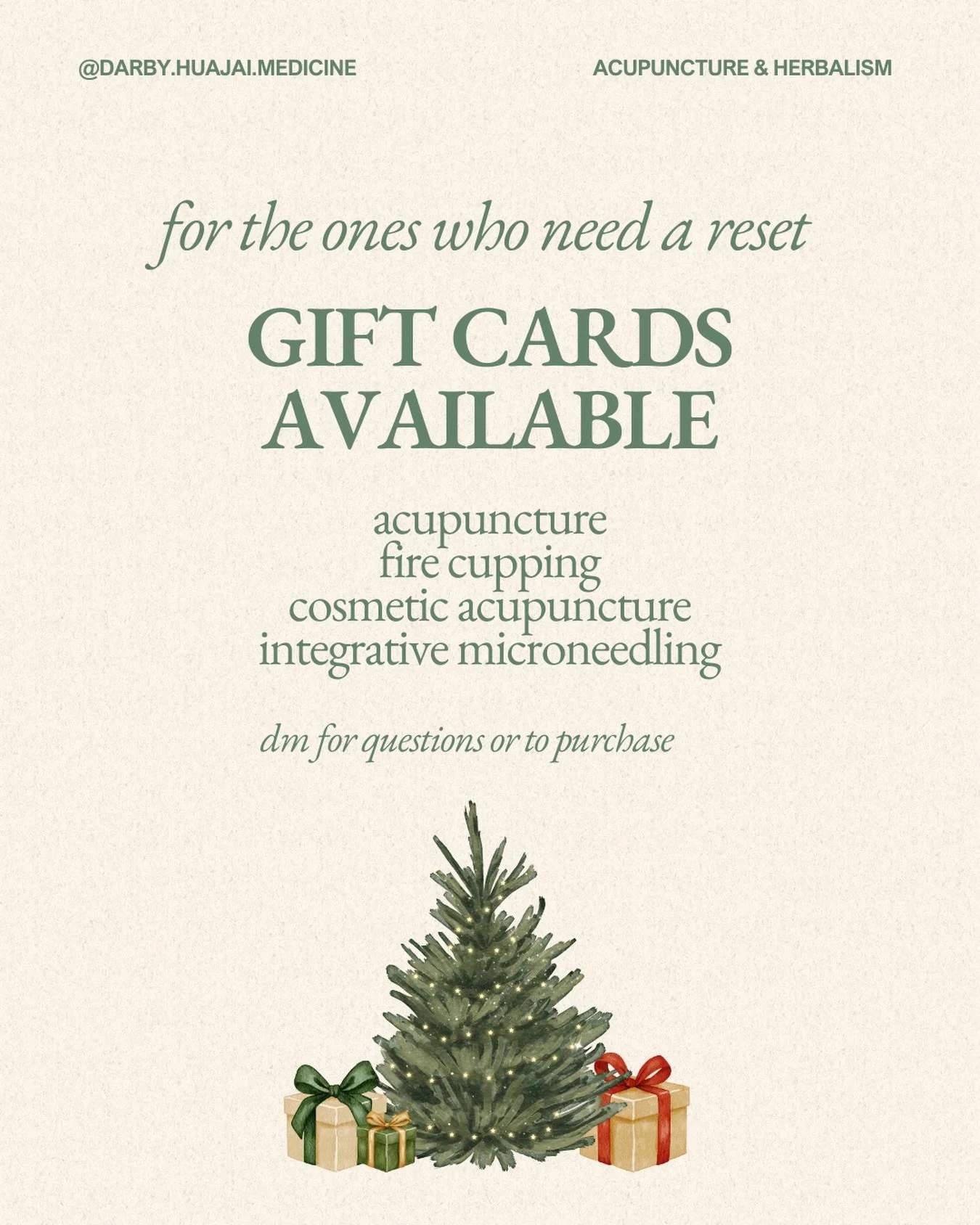 Gift cards now available for&hellip;
&bull; the friend that&rsquo;s had a hard year
&bull; the parent who does everything 
&bull; the partner who&rsquo;s wellbeing your cherish
&bull; the one who takes care of everyone but themselves 

Gift cards are