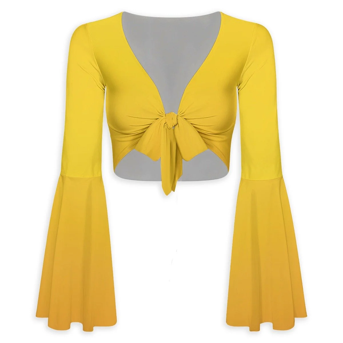 Women's Elegant Flared Sleeve Tie-Front Crop Top