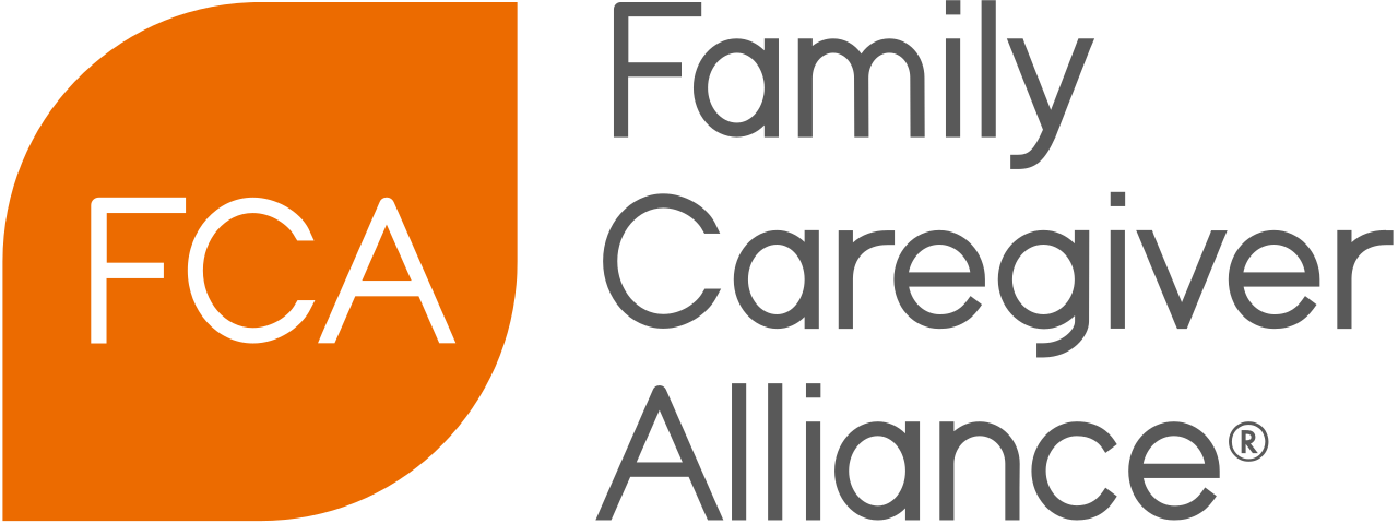 Logo of the Family Caregiver Alliance featuring an orange rounded square with 'FCA' inside, and the words 'Family Caregiver Alliance' written to the right.
