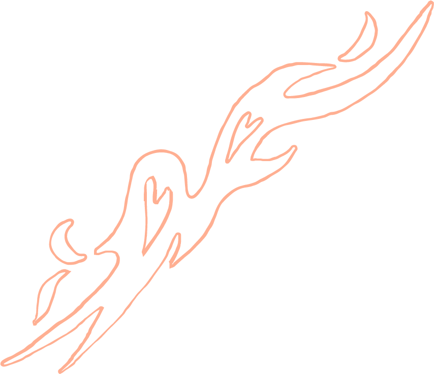 decorative element: Line drawing of a flames and hearts.