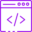 Purple background with white block elements.