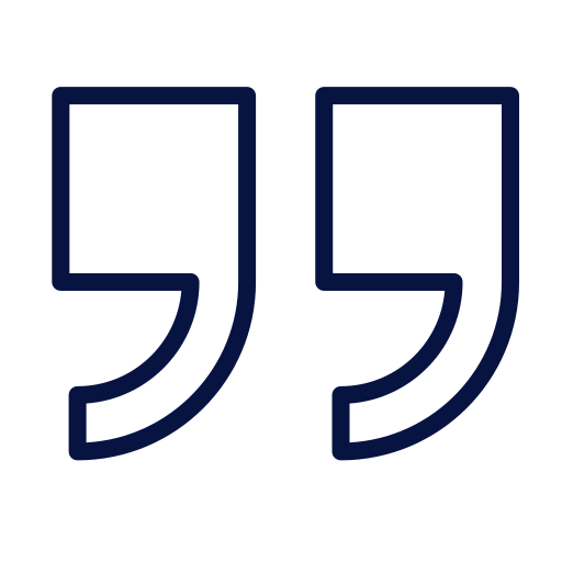 Quotation marks icon on a black background.