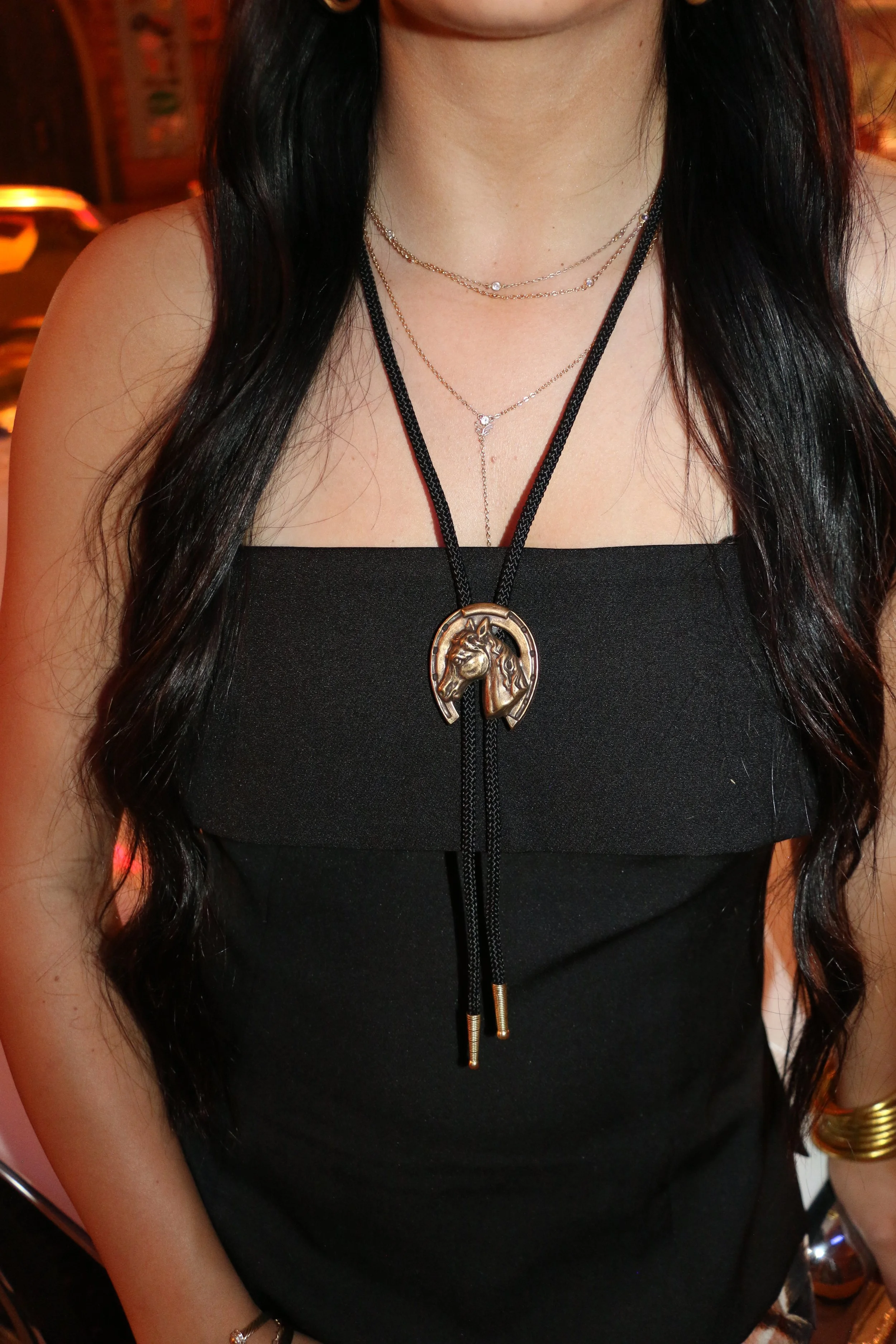 Horse she bolo tie black cord