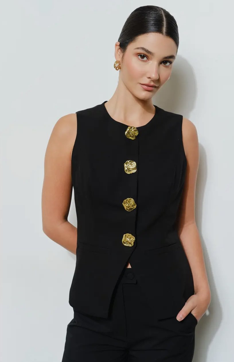 Gold button up vest
