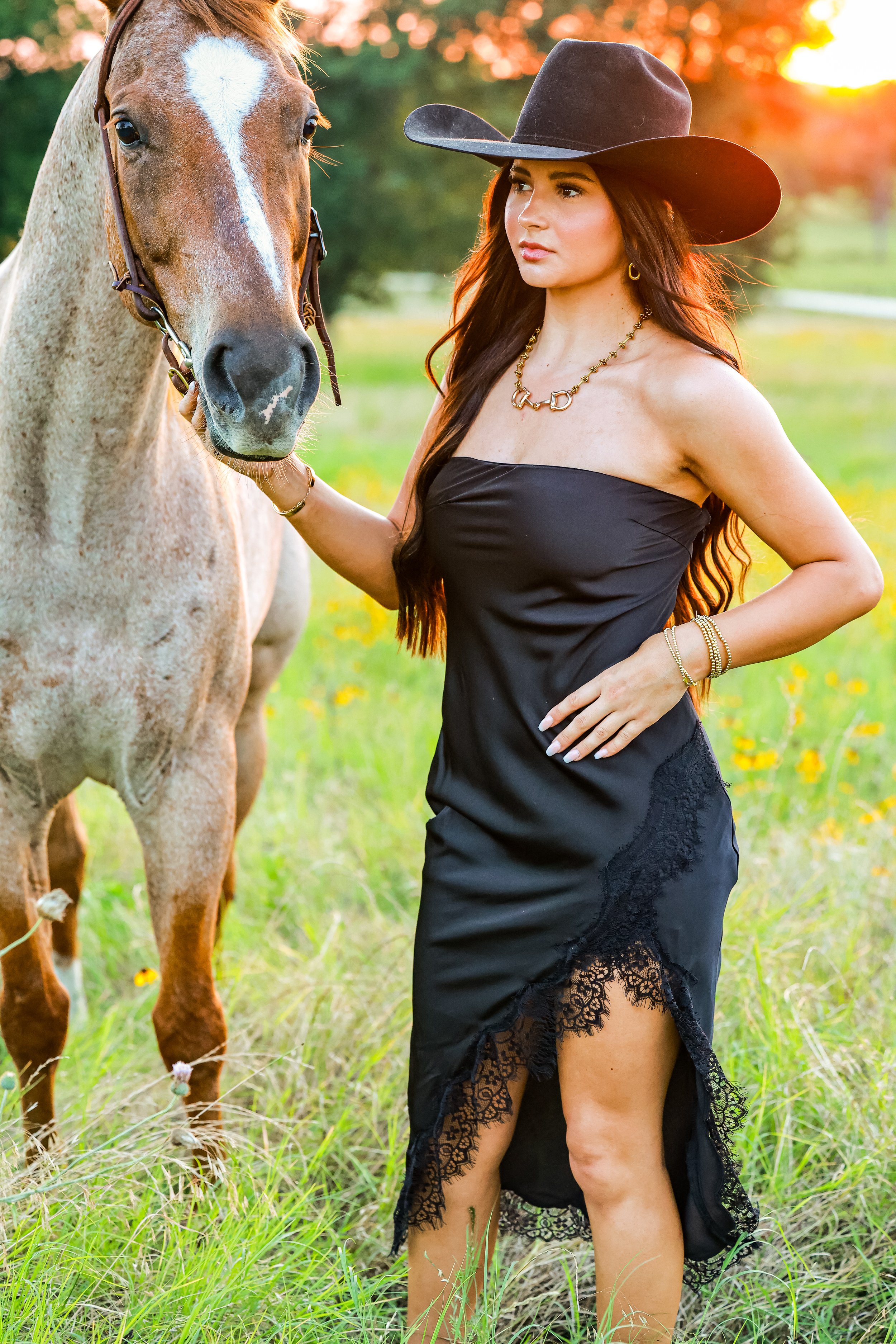 Satin strapless lace dress