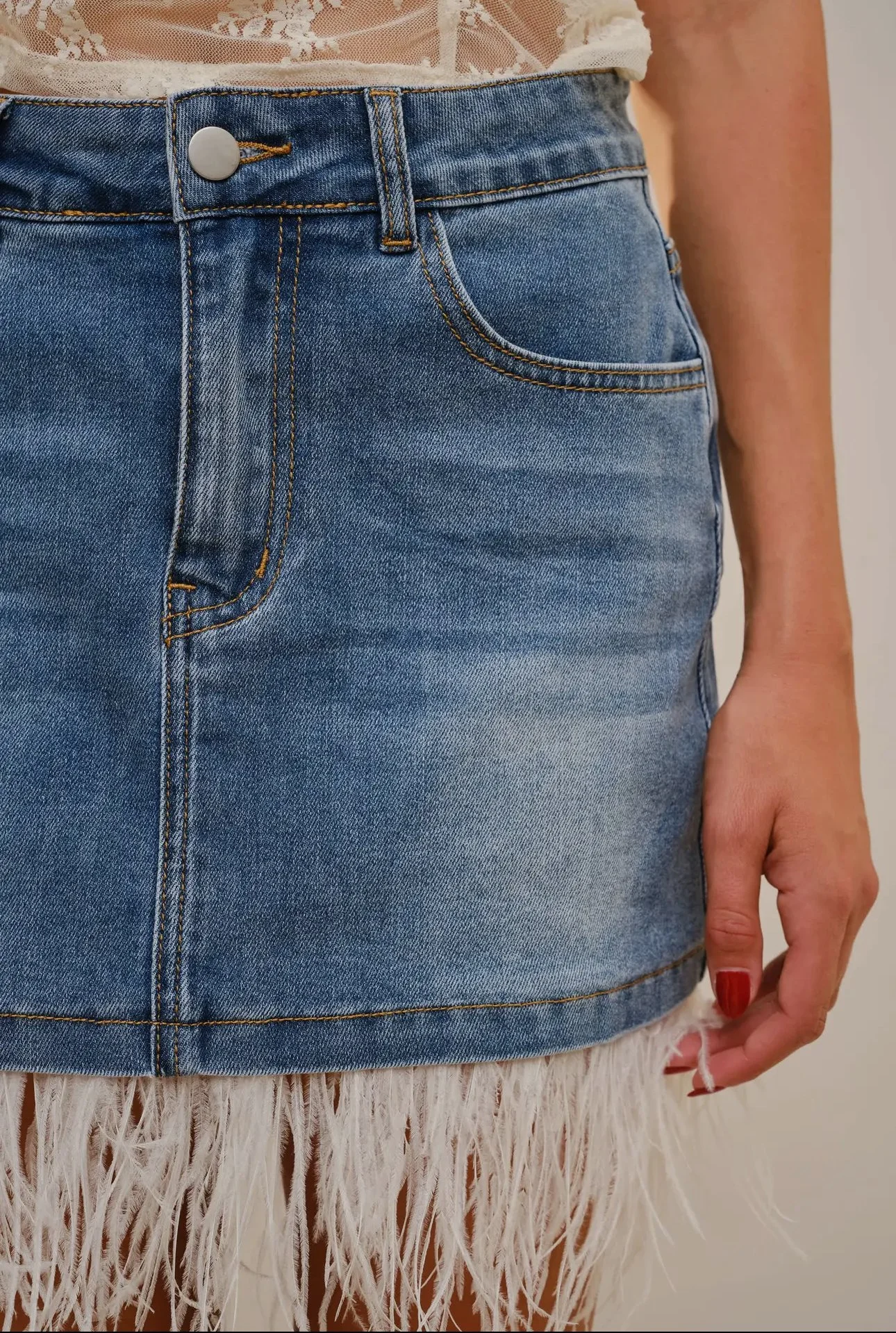 Featherlight Denim Mini Skirt