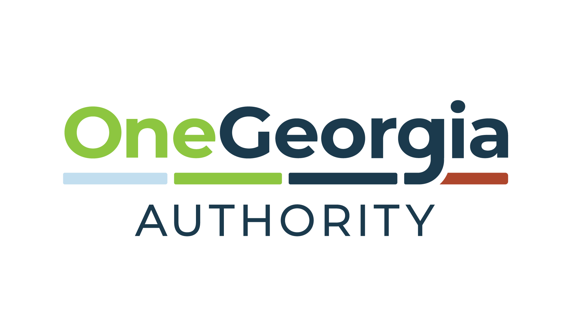 Logo of OneGeorgia Authority with colorful horizontal lines above the text and the word 'AUTHORITY' below.