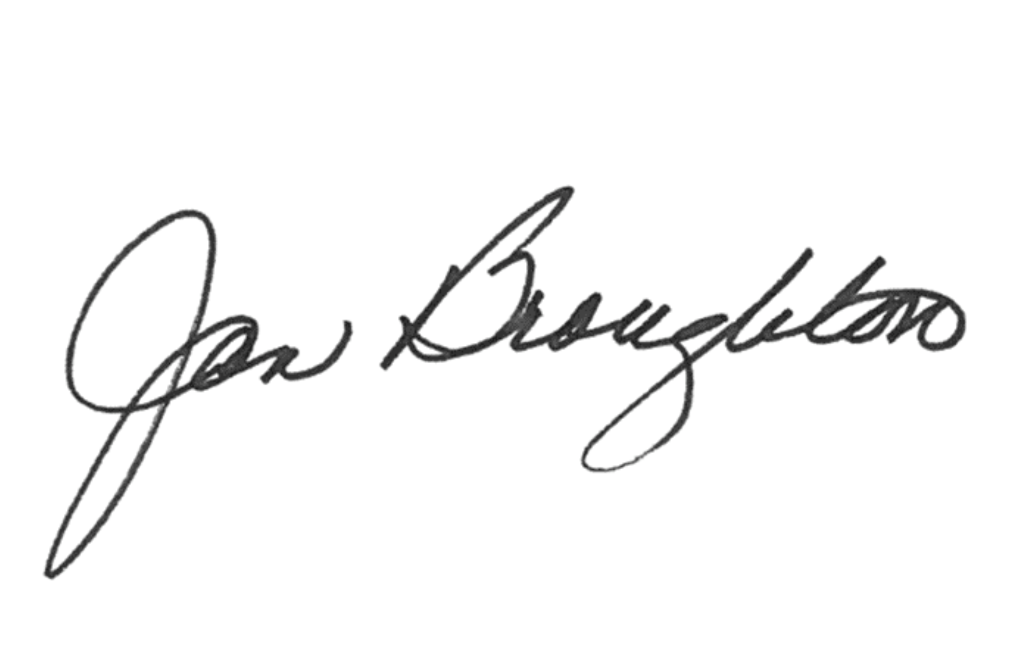 Close-up of a signature that reads 'Jan Broughton' in black ink. Greene County Habitat for Humanity Board Director
