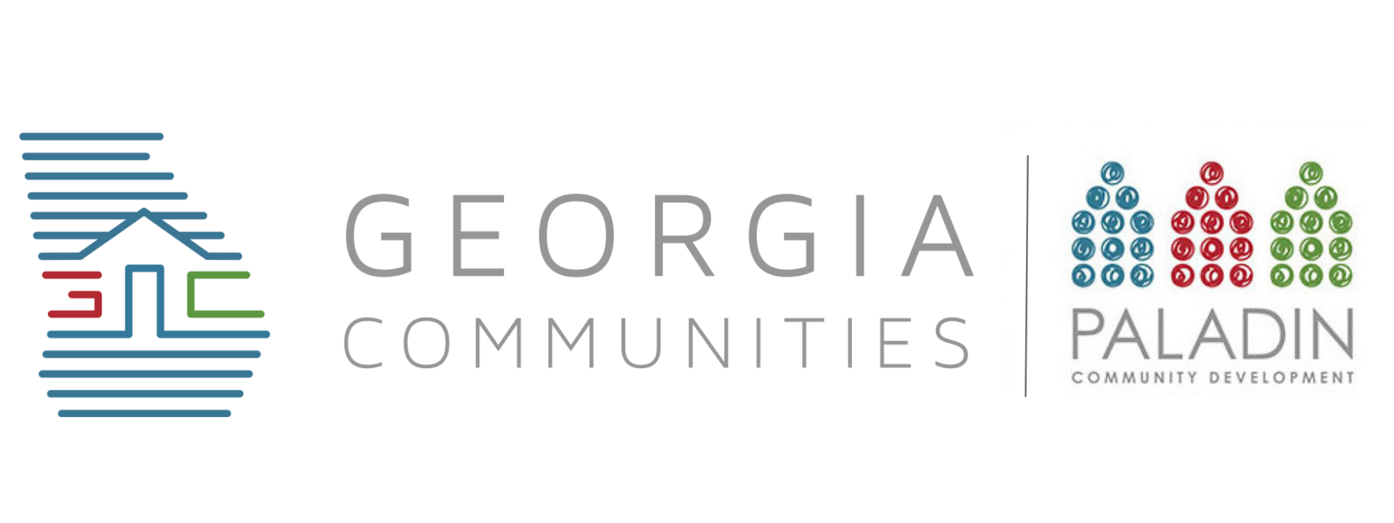 Logo of Georgia Communities and Paladin Community Development with stylized house and trees