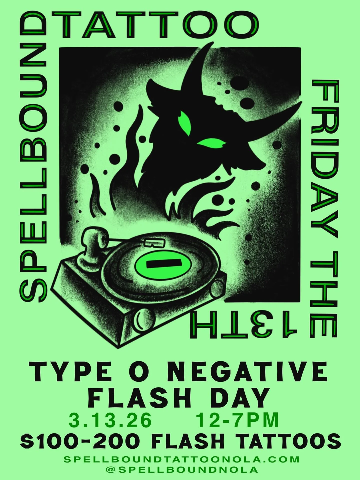 TYPE O FLASH DAY! 

If you know me, you know my all time favorite band is Type O Negative. On Friday March 13th @spellboundnola , I will be doing Type O Negative flash all day. There will be a sheet with designs ranging from 100-200, so it will be pr