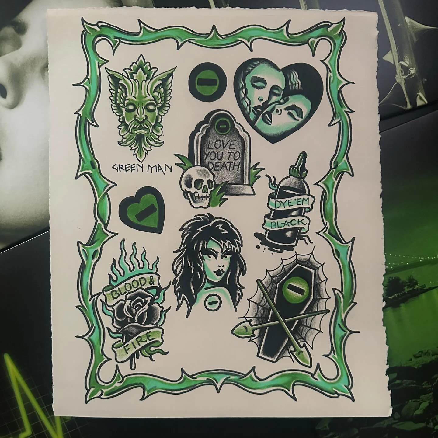 TYPE O FLASH DAY REVEAL! 

Hey Boo Bitches and Negative Nancies, here&rsquo;s the flash sheet for the Friday the 13th Type O Negative flash day!

Prices vary per design , everything on this sheet is priced from $100-200.
Designs may be done in only b