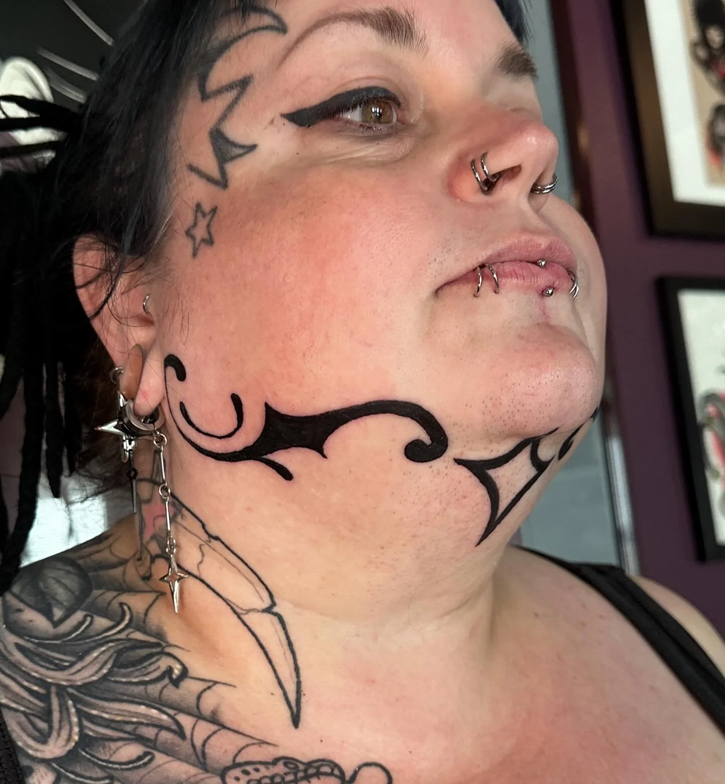 GOTH FACELIFT! 
On my Beautiful, talented, heart of gold friend Frances @shnydethmachine . 

Fun fact about me: I started backwards in tattooing, meaning I was doing permanent makeup before I started doing tattoos.  Literally, the first part of the h