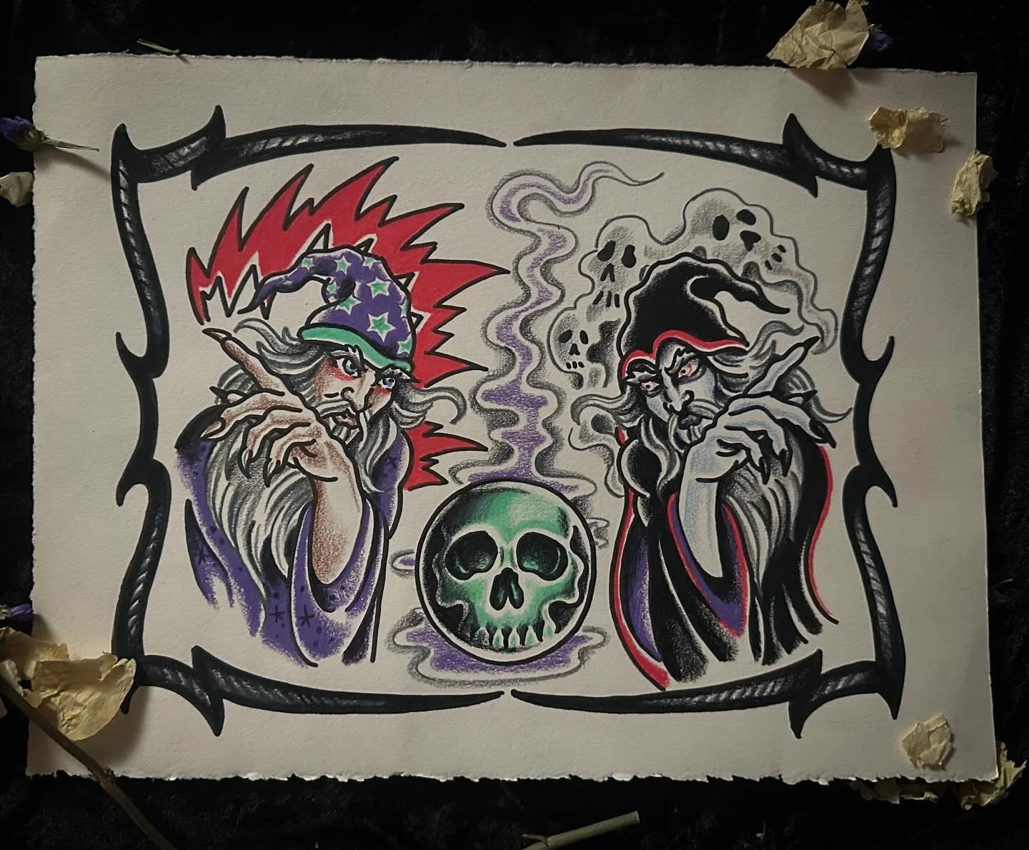 WIZARDS! 

The second  of a 10 sheet flash set I&rsquo;m trying to finish by May 15th. 

Two wizards in the eternal struggle for good and evil and the future of mankind&hellip; Will one turn the other to stone, conquering the Earth and holding mortal