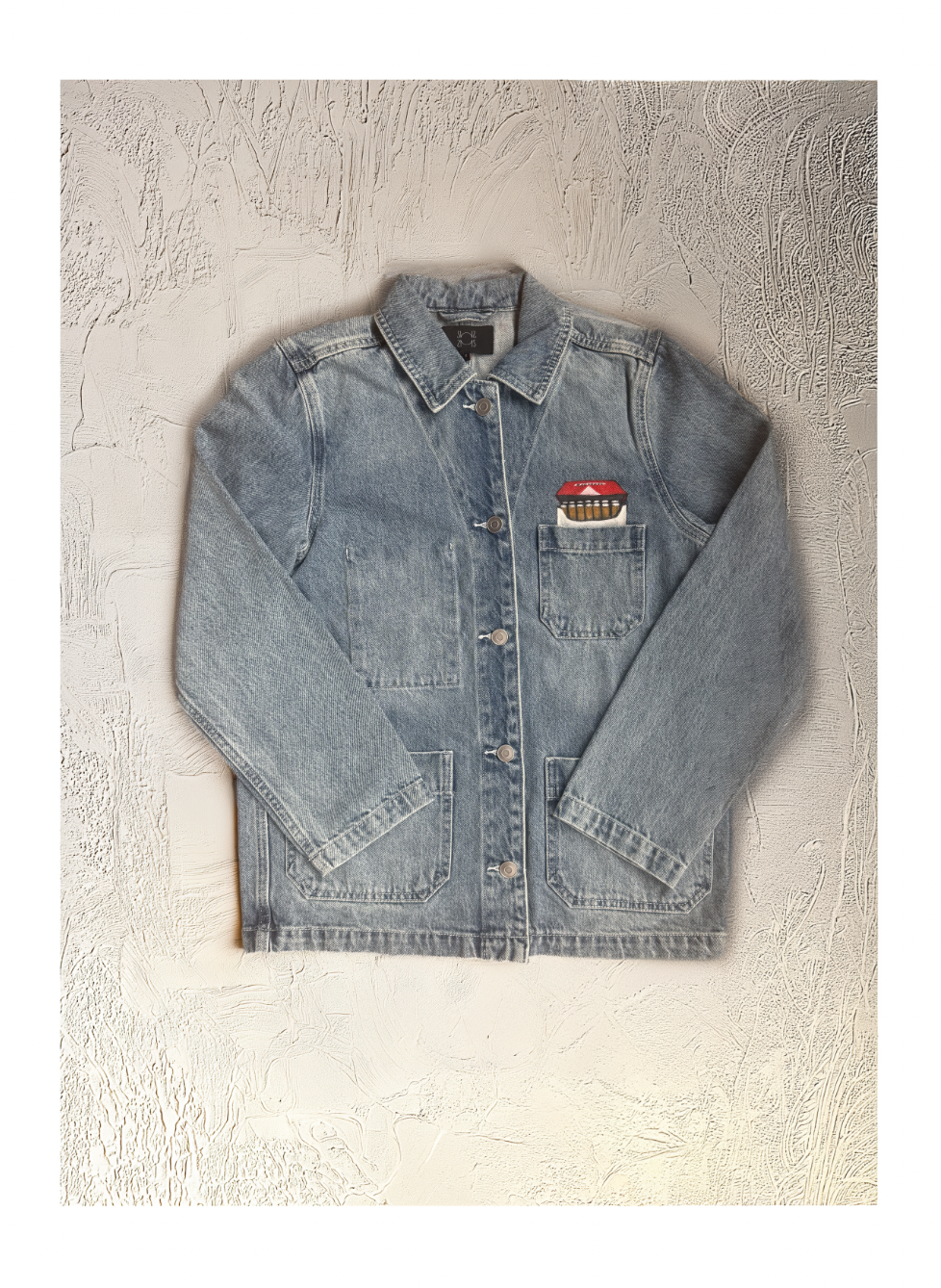 **PREORDER** - Hand-Painted Cigarette Box Denim Chore Jacket - 100% Organic Cotton