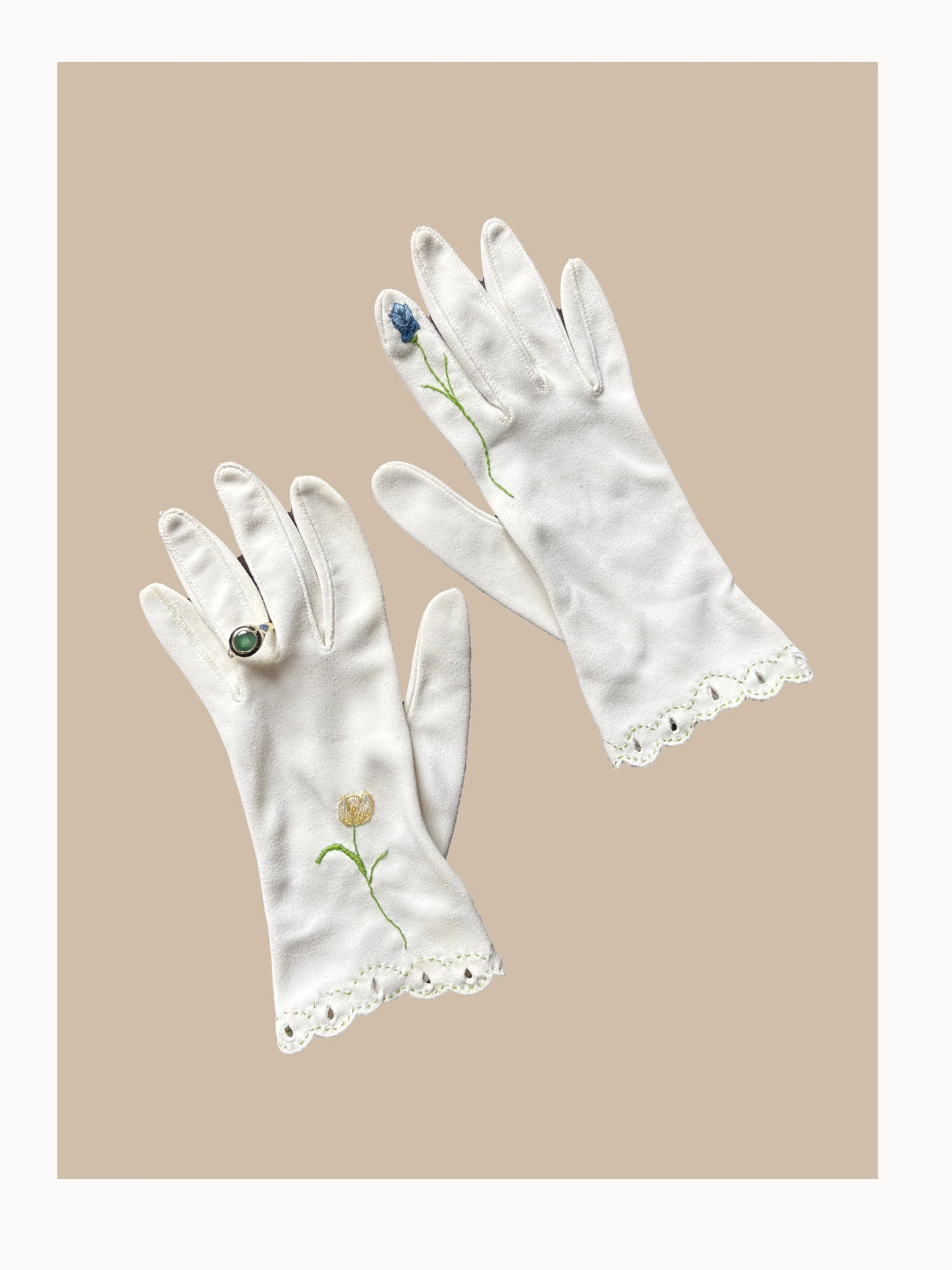 hand-embroidered vintage tea gloves