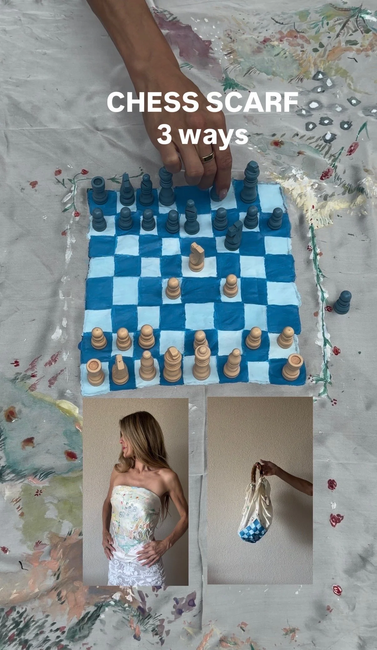 *PRE-ORDER* PRINTED SILK CHESS SCARF - 3 WAYS