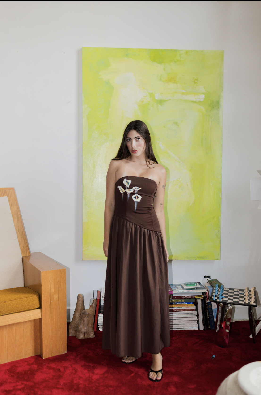 hand-painted tulips dress, size s-m