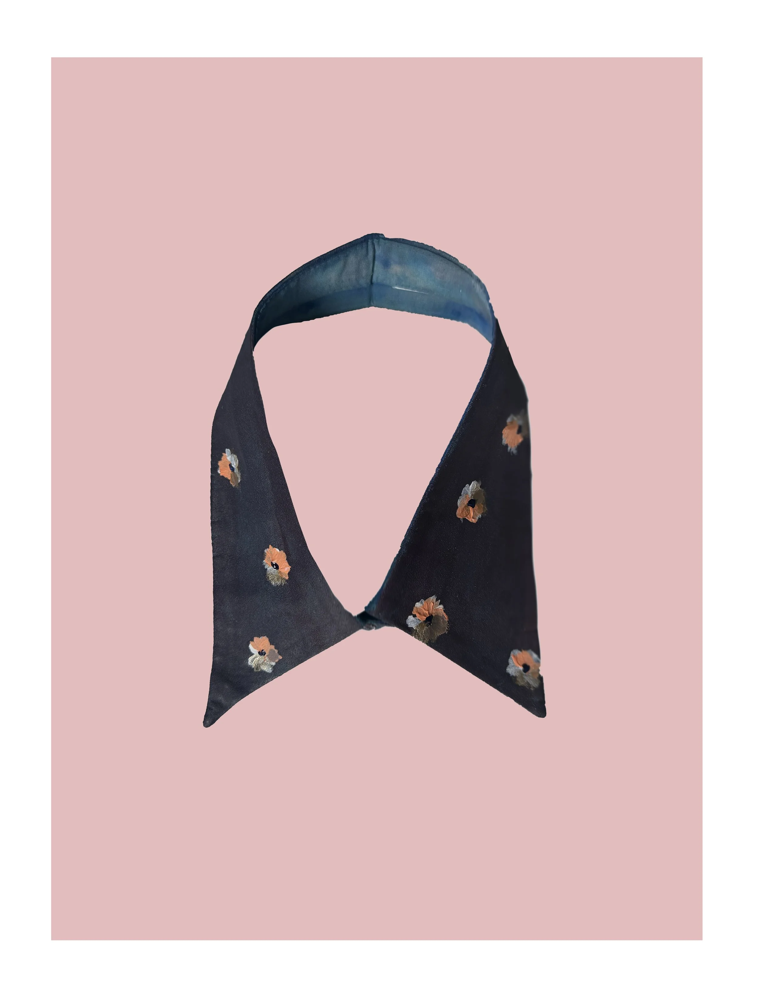 deep purple abstract floral collar, hand-painted