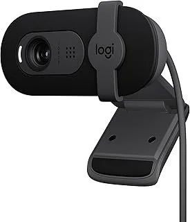 Logitech webcam mounted on a stand.