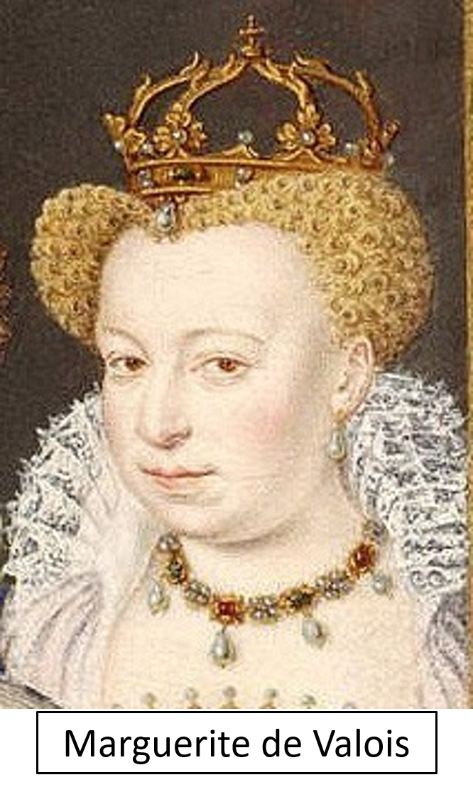 A historical portrait of a woman wearing a royal crown, elaborate jewelry, and a regal dress with lace details.