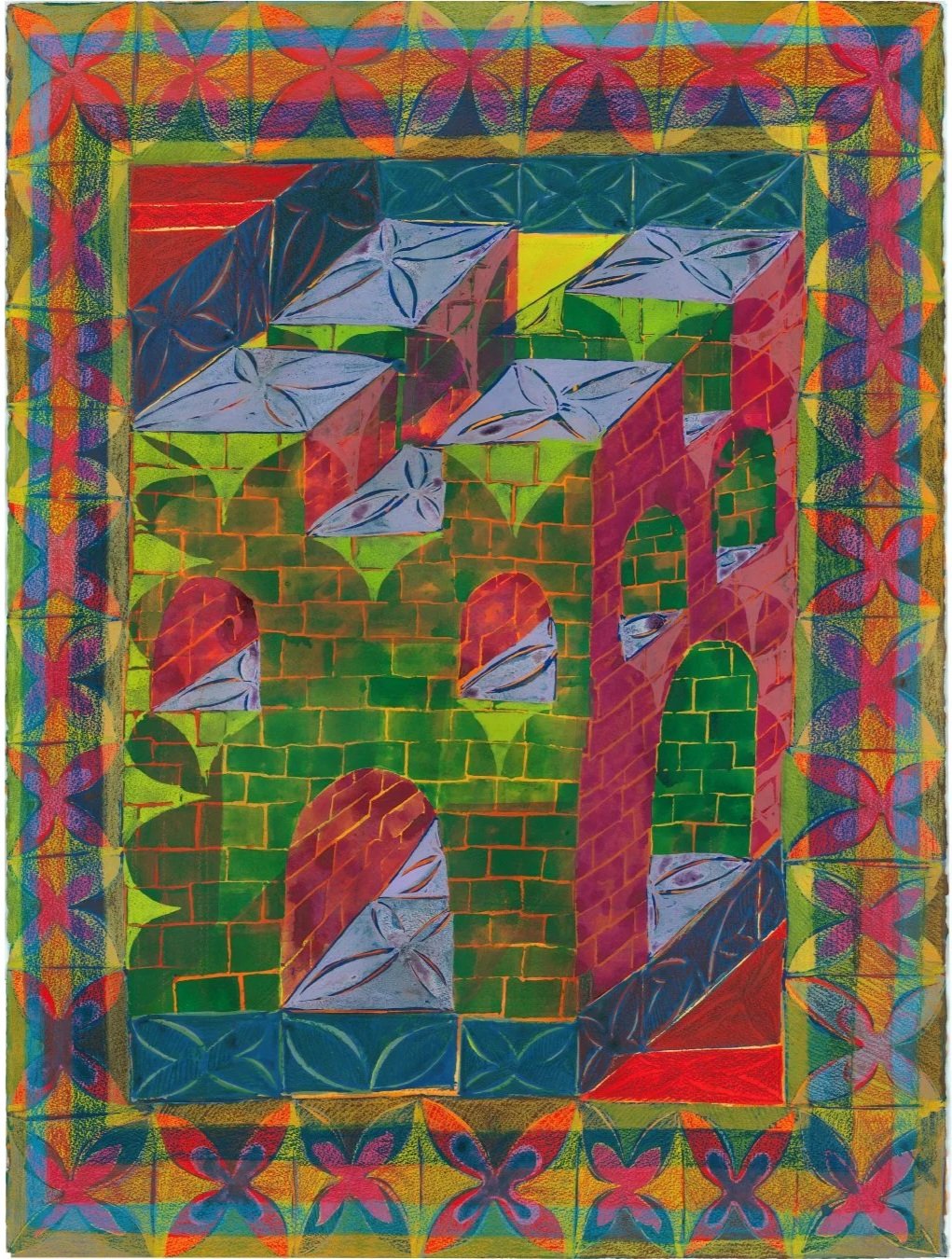 fortress with no rulers, 2025
gouache and colored pencil on paper
30x22 inches