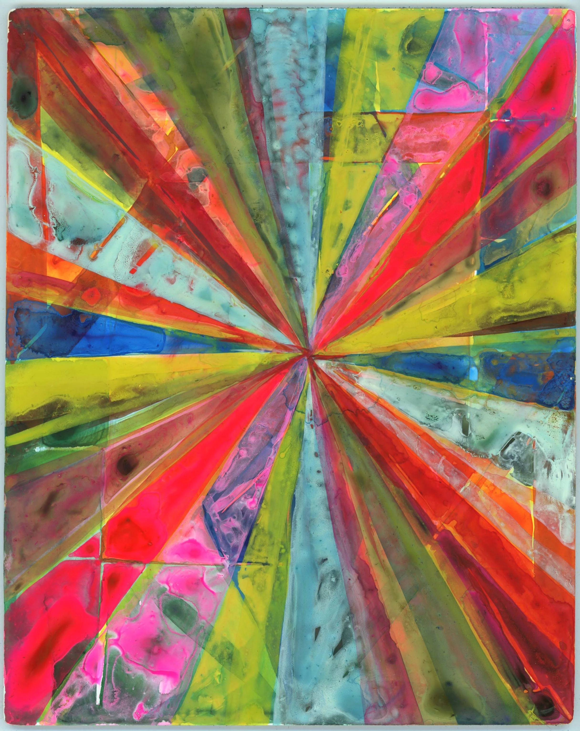 spin cast, 2025, gouache on yupo, 10x8 inches