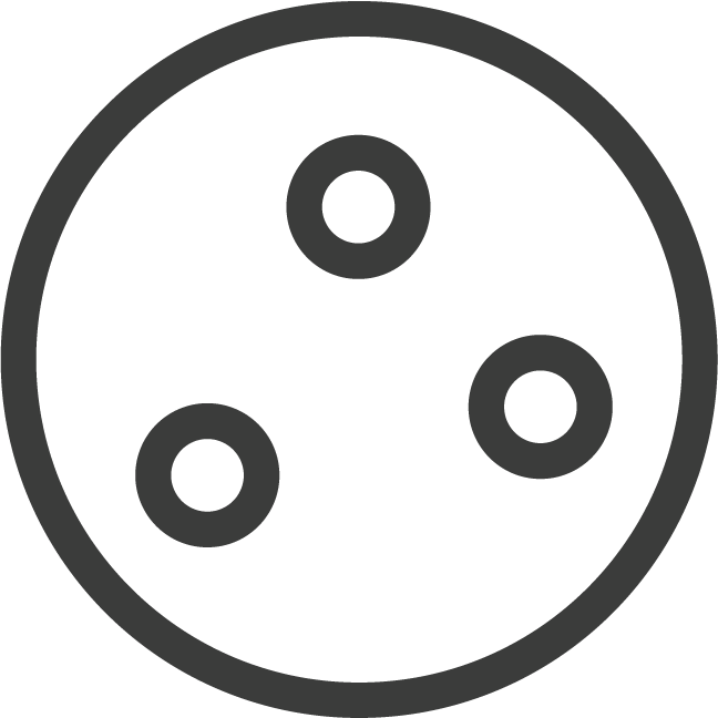 icon with three disconnected dots representing fragmented financial help