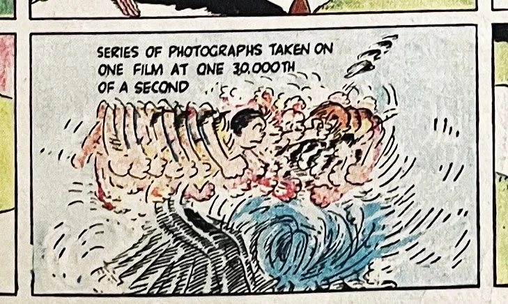 close-up of a panel from Gasoline Alley depicting a high-speed punch-out