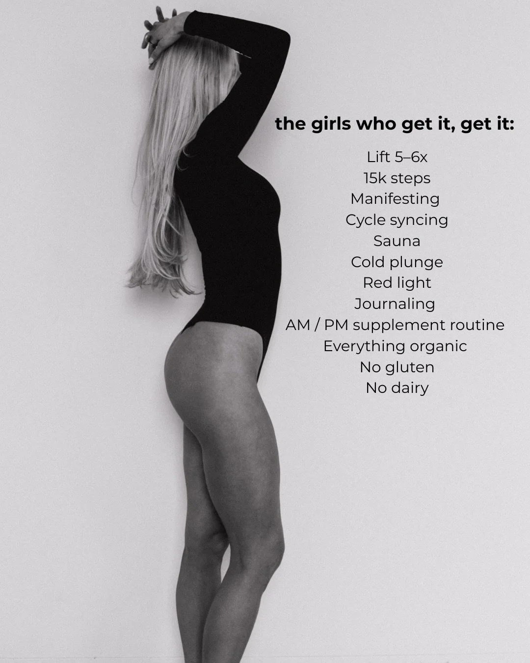 Do you get it? 

Let me be very clear - some of the things in the first list can be helpful in the right context, at the right time, for the right person.

It&rsquo;s not supplements or cycle syncing holding you back - it&rsquo;s skipping the basics 