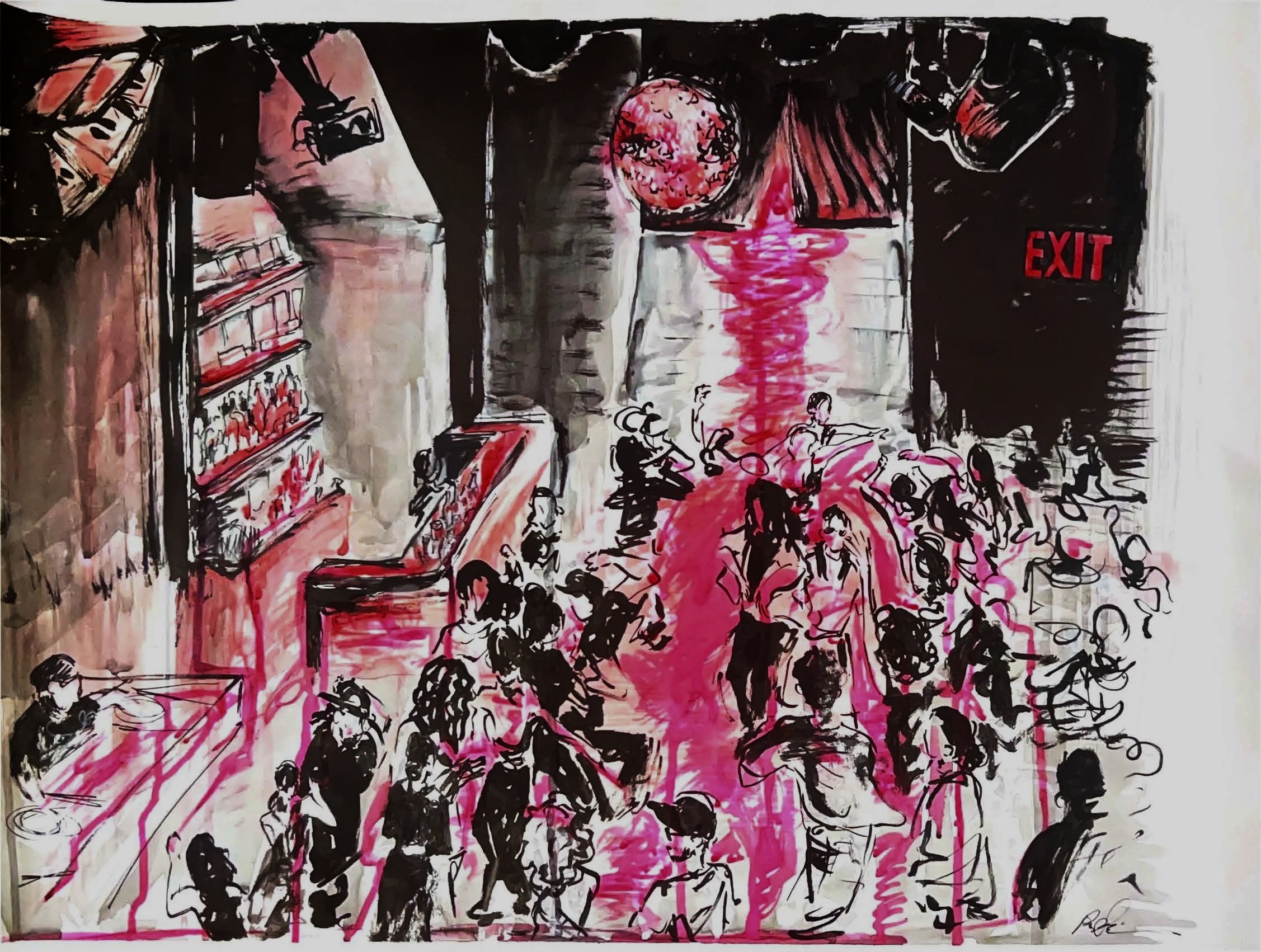 "LIFE IS GOOD"  (@ NUBLU - 6/23/26) 18" x 24"  |   Ink, Watercolor, acrylic ink on paper  |  $265