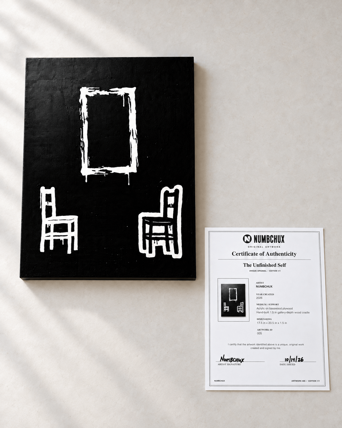 numbchux-the-unfinished-self-03-artwork-and-signed-coa-flat-lay.png