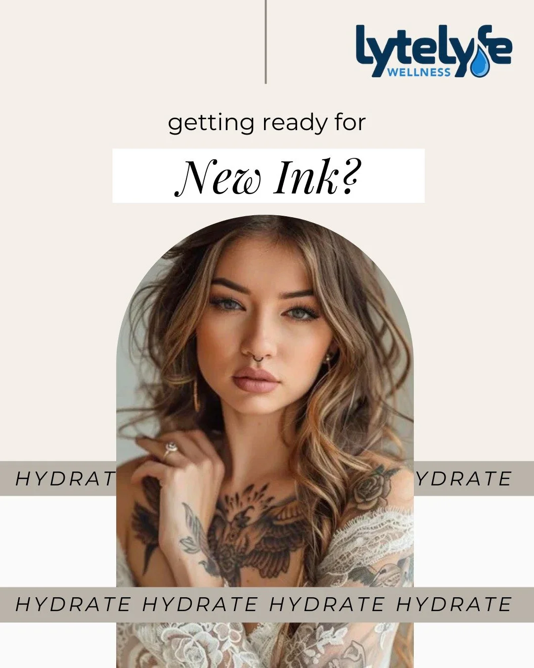 New ink? 💉💧 Hydration is key! Staying hydrated before and after a tattoo helps your skin heal faster, reduces irritation, and keeps your body in top shape for recovery. The best time for IV hydration? Before your session to prep your skin and after