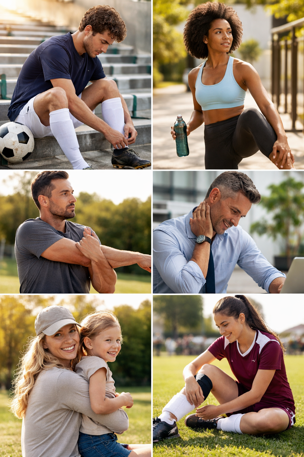 Collage of active adults and athletes who use localized cryotherapy for recovery and wellness