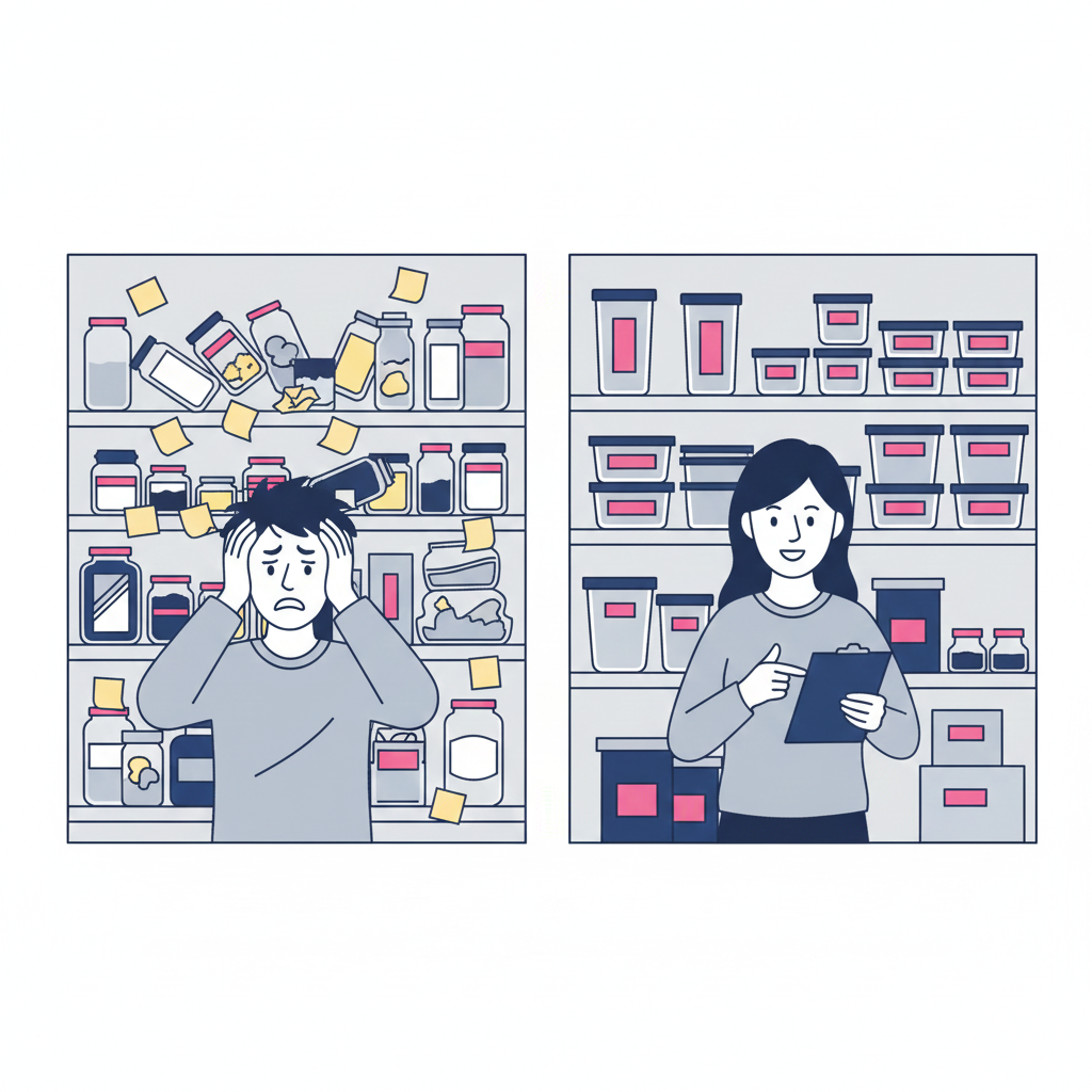 Comparison of disorganized vs organized inventory tracking system