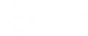 Sitesafe Member logo with a black background and white text