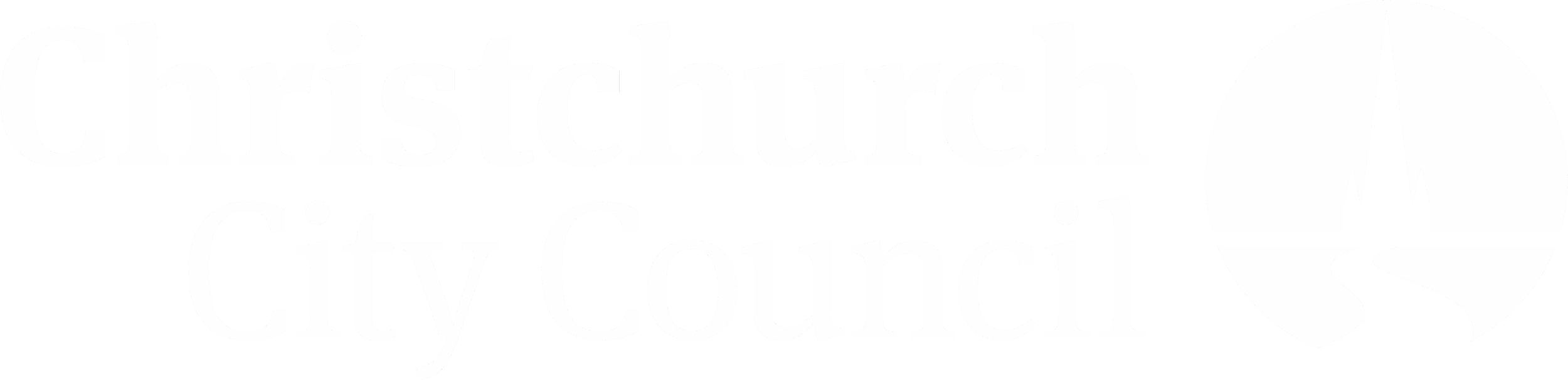 Logo for Christchurch City Council featuring the words 'Christchurch City Council' and a circular emblem with a stylized outline of a cathedral and a river.