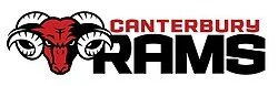 Canterbury Rams logo featuring a ram's head with large curved horns and bold text.