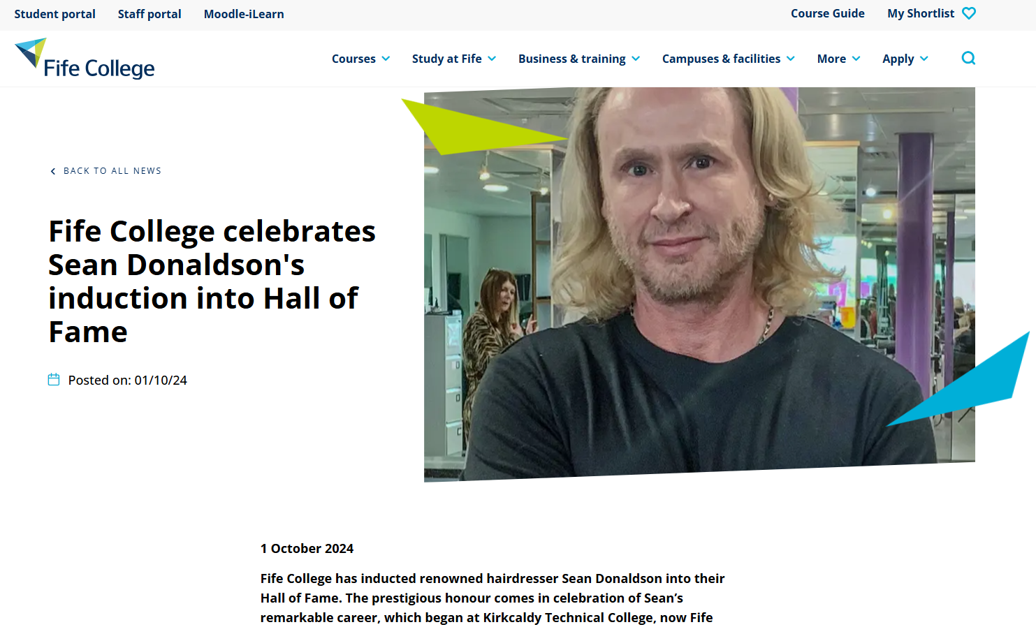 Sean Donaldson Inducted into the Fife College Hall of Fame
