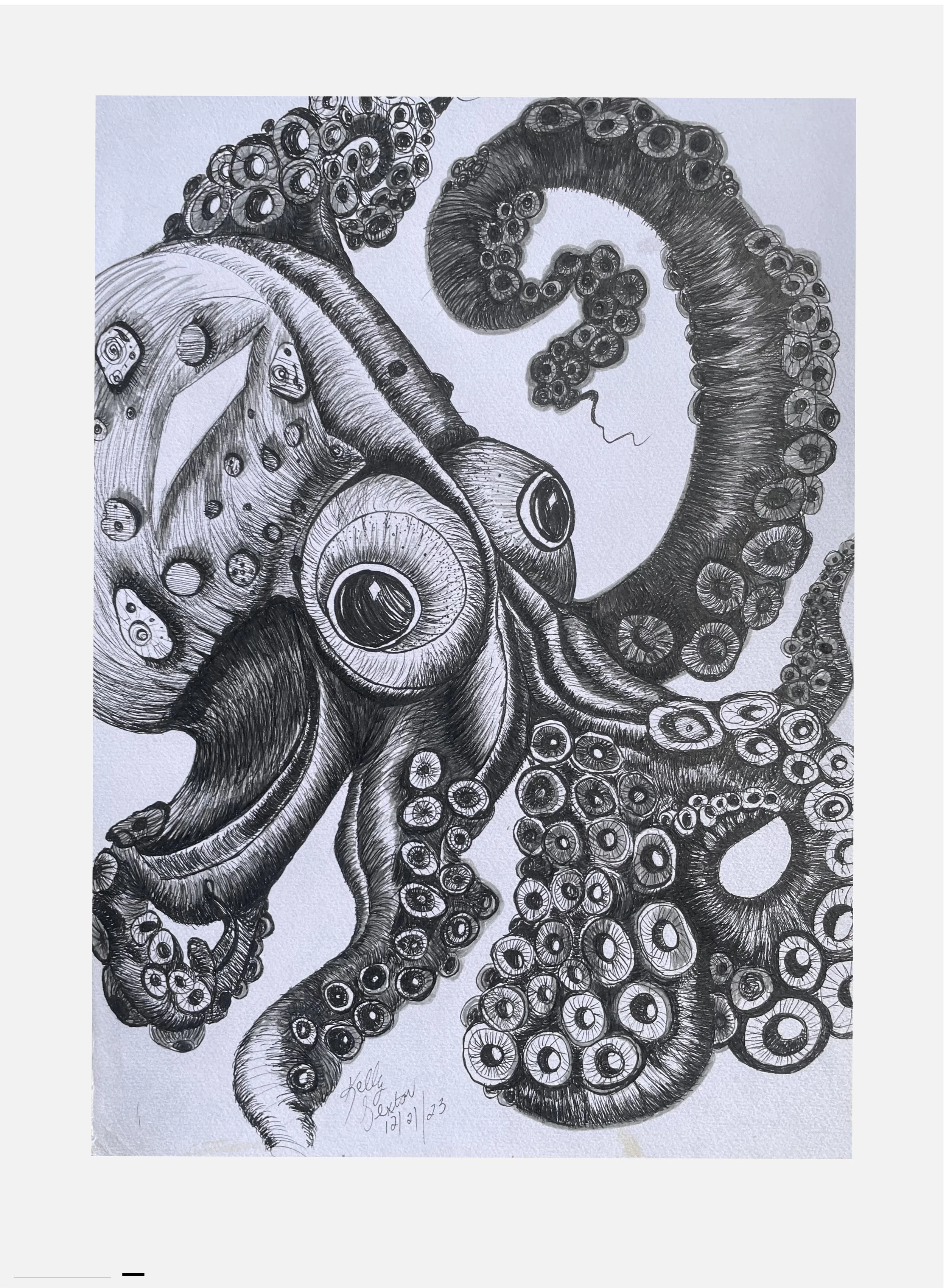 Mystical Octopus -Ink Drawing Print