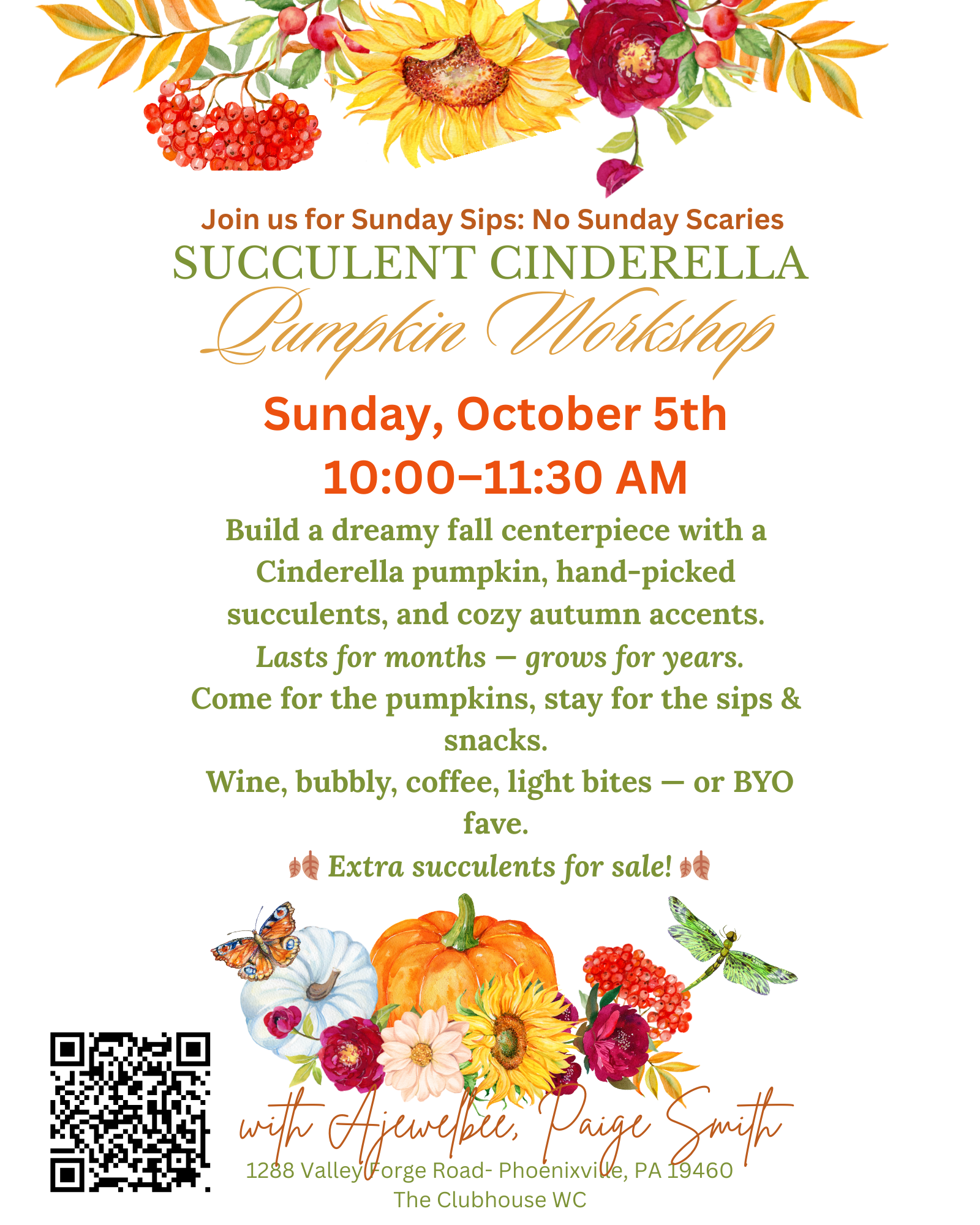 Sunday Sips, No Sunday Scaries: Succulent Cinderella Pumpkin Workshop