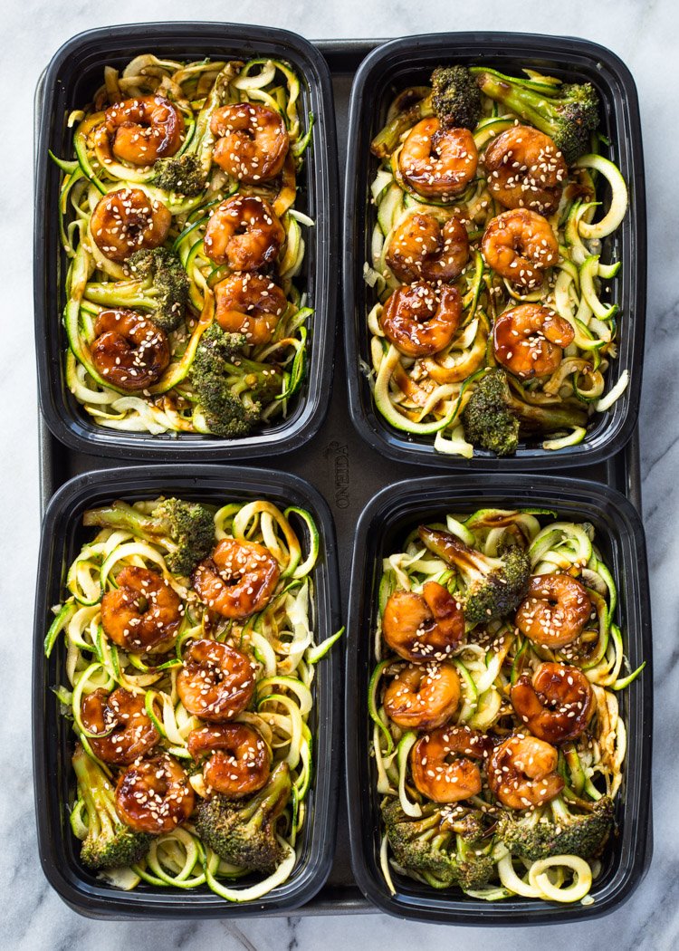 Shanghai Shrimp + Zucchini Noodles + Stir-fry Vegetables