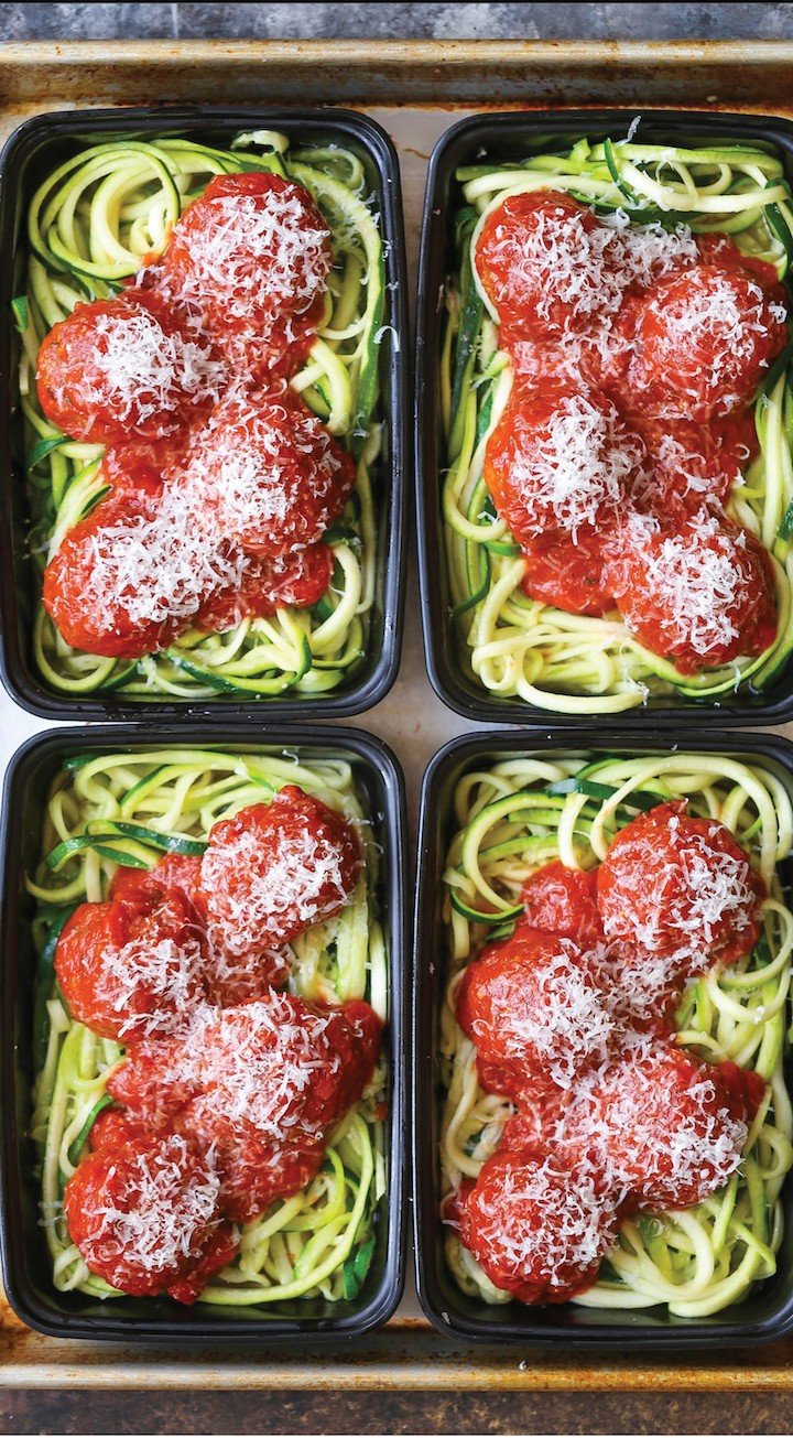 Zucchini Noodles + Turkey Meatballs + Marinara Sauce