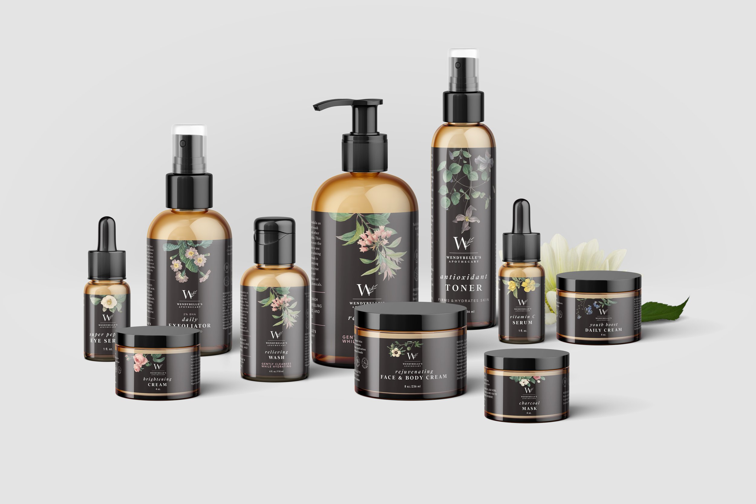 Product line mockup for apothecary
