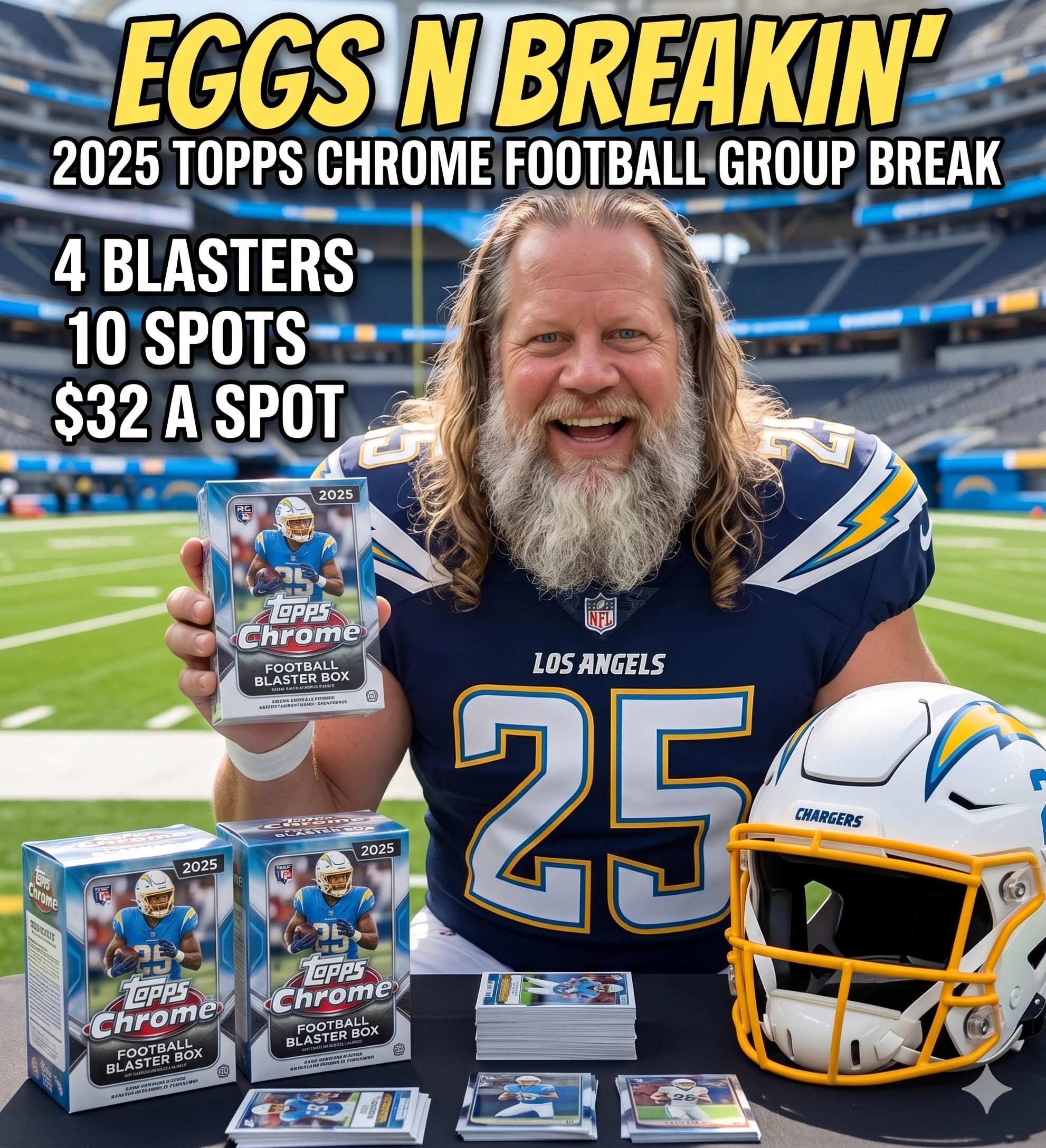 GB #042 - 2025 Topps Chrome Football - 4 Blaster Boxes of 2025 Topps Chrome Football - Left side Serial Group Break